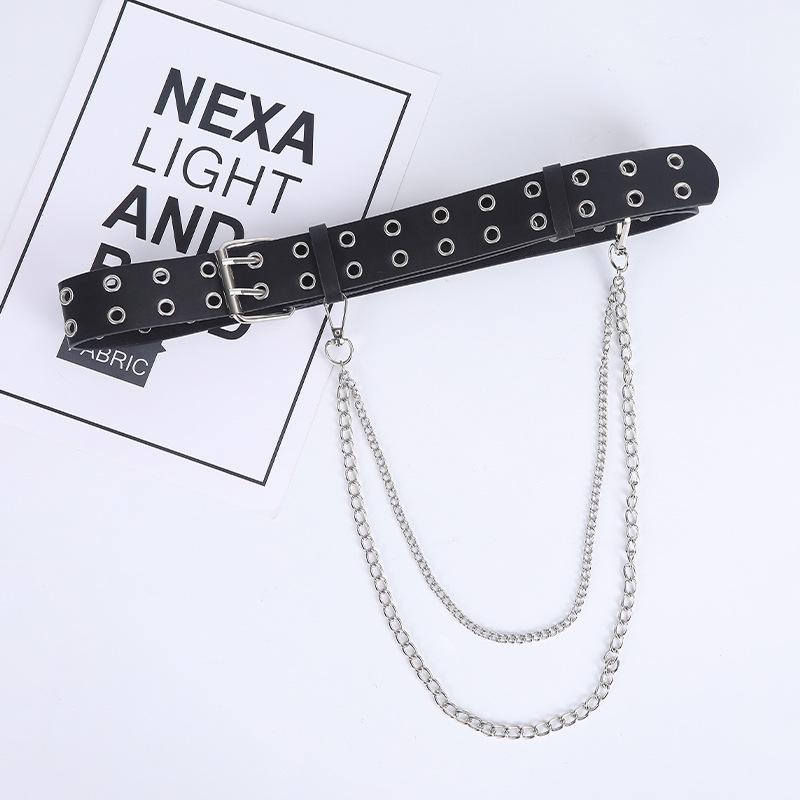 Chic Women's Double Eyelet Belt - European & American Fashion, Korean Style, Elegant All-Match Accessory