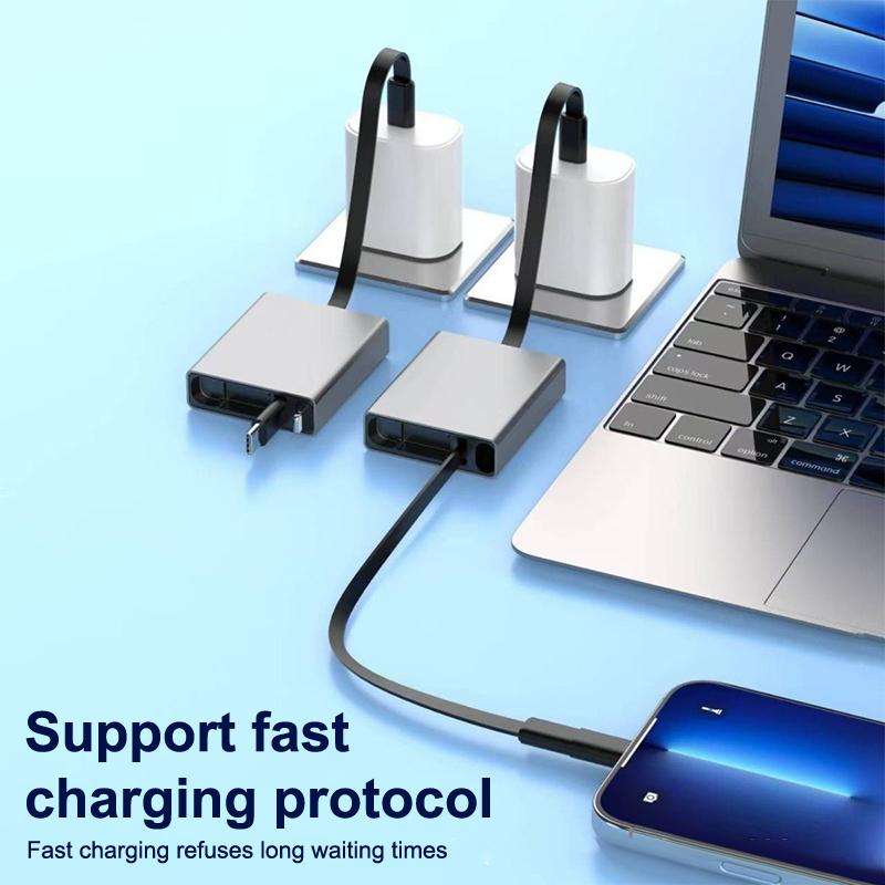 PD Быстрая зарядка Совместимо со смартфонами/ноутбуками Type-C Односторонний выдвижной кабель для передачи данных 66 Вт