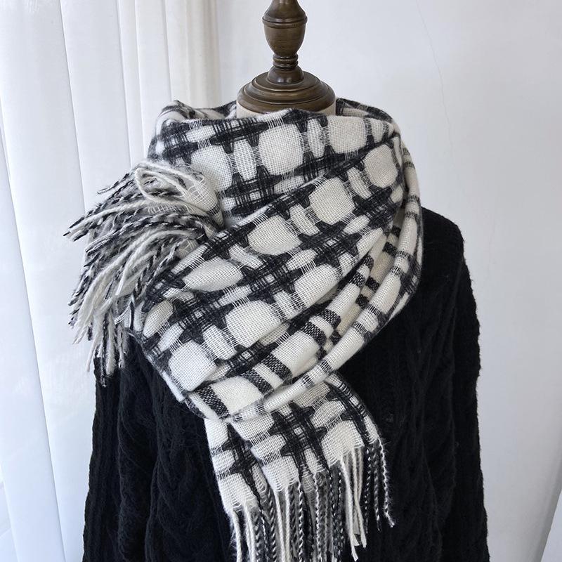 Scarf Women's New Winter Imitation Cashmere Warm Thickened Tic-tac-toe Plaid Shawl
