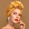1PC Cotton Headband Head Wraps Solid Color Elegant Turban Hat Bandana Headwrap Retro Style Muslim Cap Beauty Headscarf