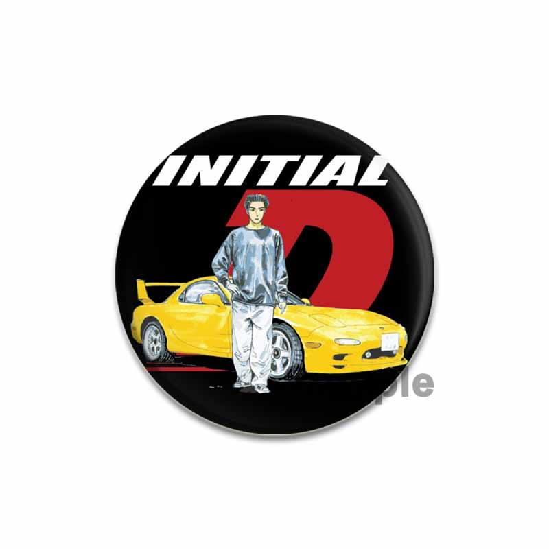 32/44/58MM Initial D Anime Enamel Pins for Clothes Bag Decor Round Cartoon Brooches On Backpack Racing Badge Jewelry Gift Accessory