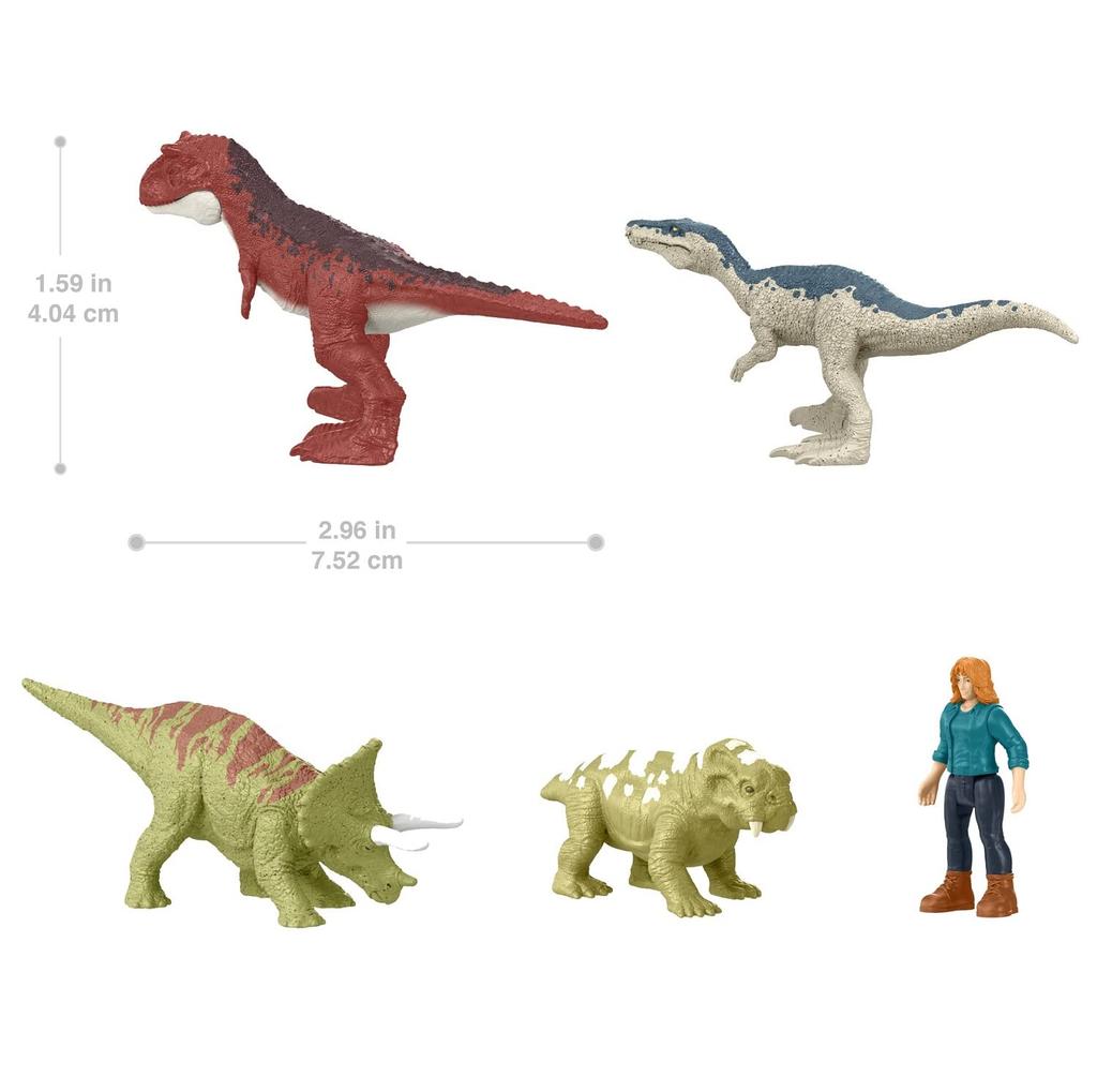 Mattel Мир Юрского периода Новые Доминаторы Минифигурка Ограниченная Серия 4 Динозавра 1 Человек Всего 5 Фигурок GWP72 Набор из нескольких фигурок (Включает Карнотавра) - +