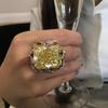 Chenrui Exaggerated Champagne Square Diamond Ring: European & American Gold-Plated Two-Tone Jewelry