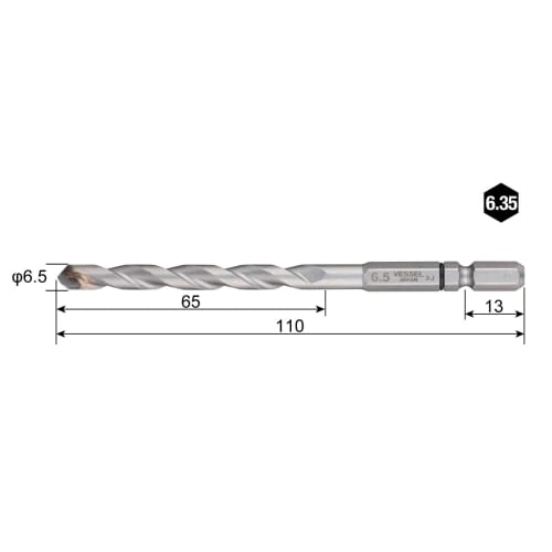 VESSEL Cushion Drill <For Porcelain Tiles> Drill Bit 6.5mm Set of 1 CPD-6.5