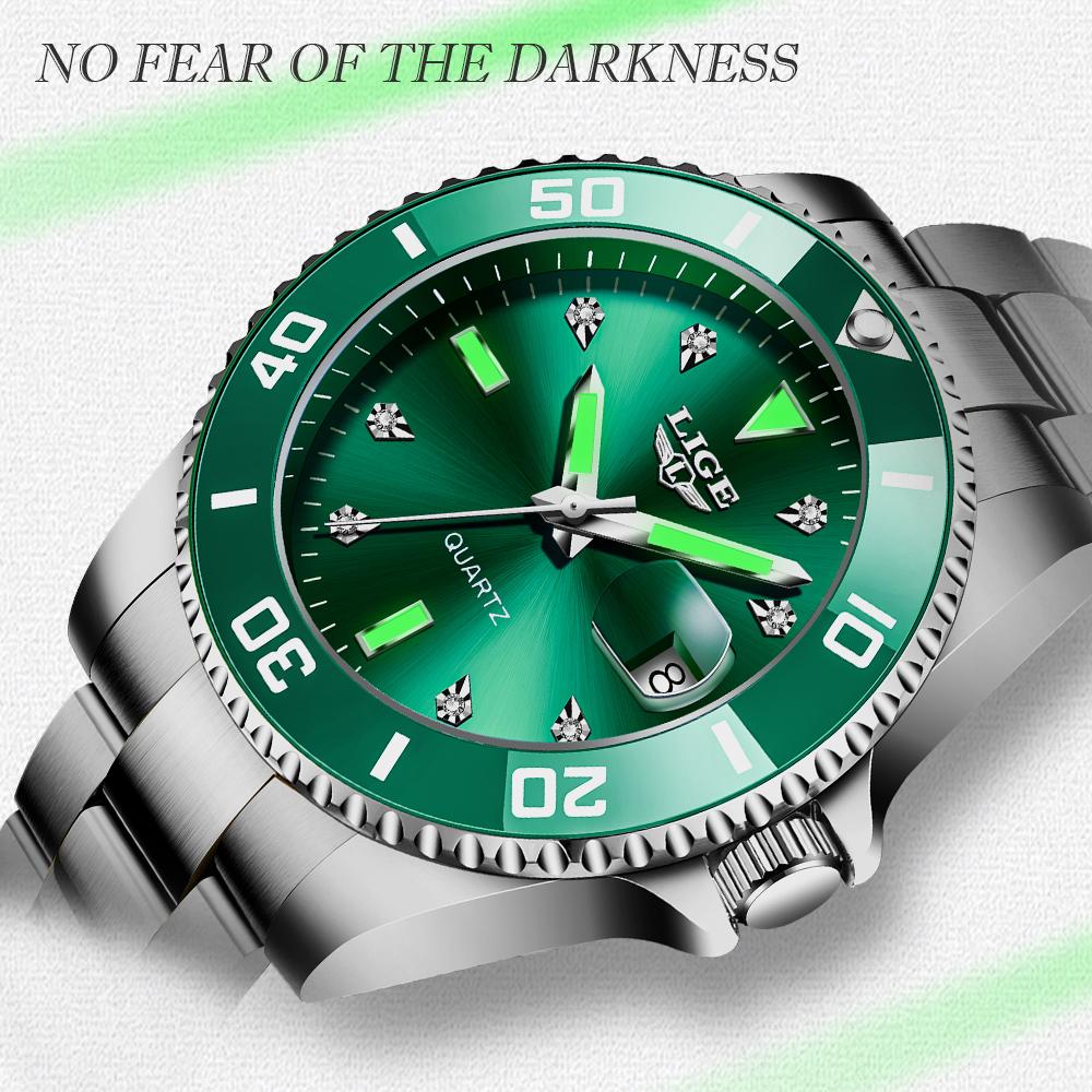 LIGE Новые лучшие брендовые роскошные мужские часы модные повседневные водонепроницаемые кварцевые часы с датой