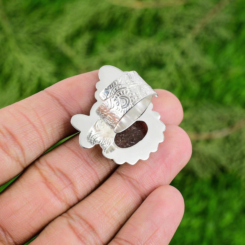 Mothers Day Deal Sunstone Gemstone Sterling Silver Sister Solitaire Ring Jewelry