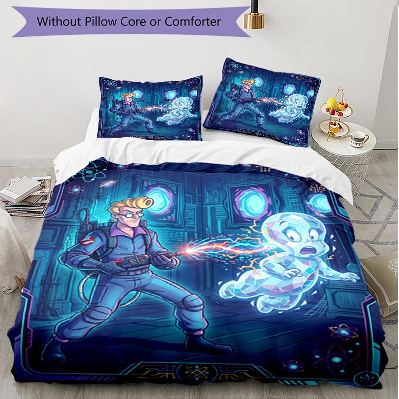 3pcs Duvet Cover Set (1*Duvet Cover + 2*Pillowcase, Without Core), Ghostbusters Print Soft All‑Season Bedding Set, Home Bedroom Decor Gift