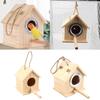 Wooden Bird House with Parakeet Perch Stands Pets Parrots Nesting House for Cage Outside Inside Hanging Nest 2 Sizes