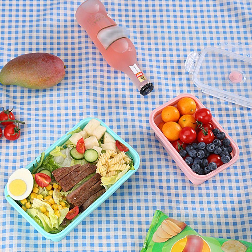 Прямоугольный ланч-бокс с крышкой, складной силиконовый контейнер для еды для кемпинга
