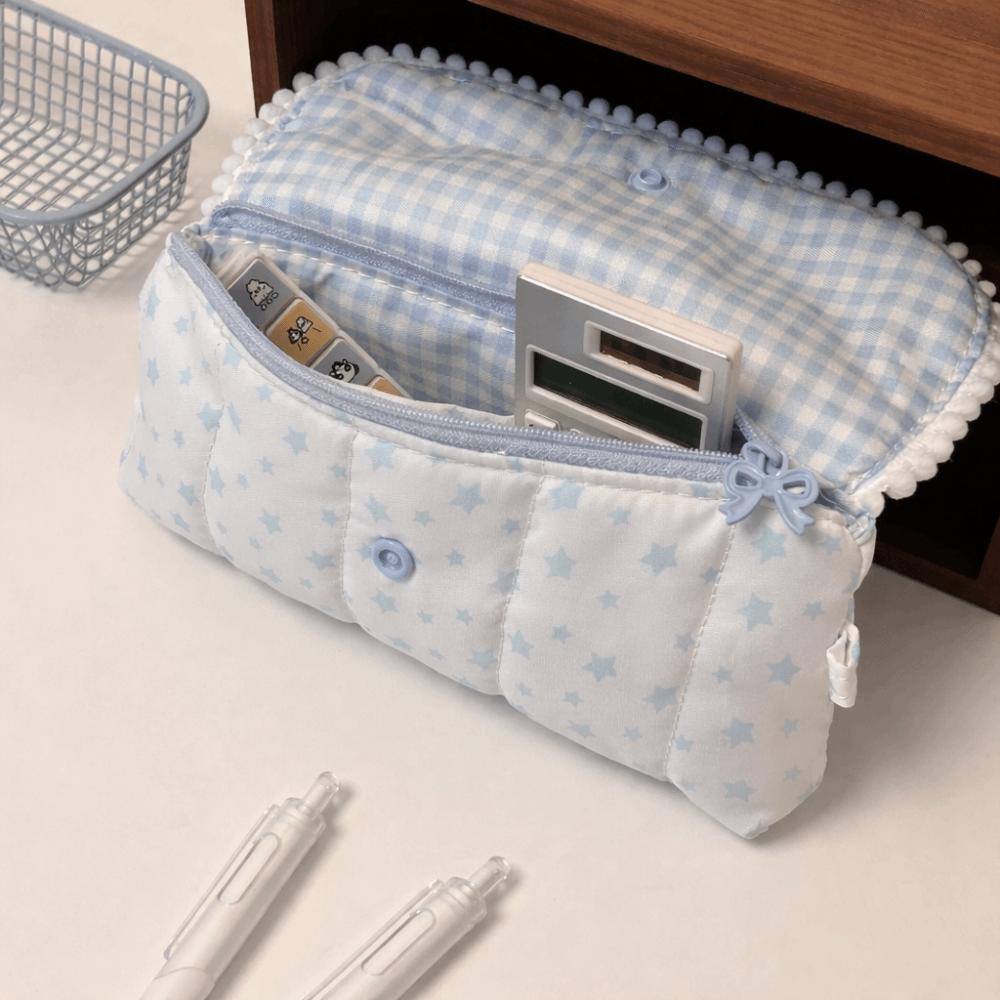 Bunny Print Pencil Case Flip-top Pencil Pouch Multi-functional Stationery Bag Students