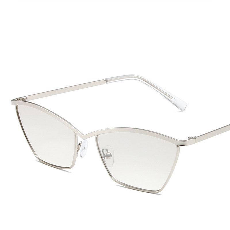 Неполяризованные классические солнцезащитные очки «кошачий глаз» прямоугольной формы для женщин, роскошный брендовый дизайн, модные винтажные солнцезащитные очки в металлической оправе, ретро-очки унисекс