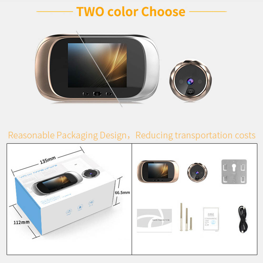 2,8-дюймовый ЖК-цветной экран цифровой дверной звонок 90-градусный дверной глазок электронный дверной глазок камера наблюдения за дверью уличный дверной звонок