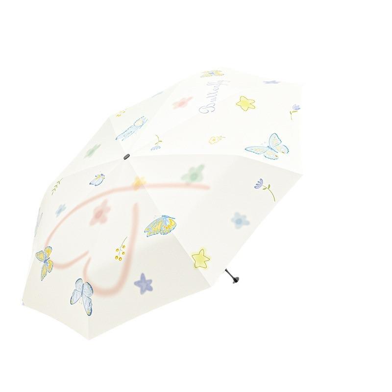 New Three-fold Eight-bone Sun Umbrella Vinyl Digital Brush Silicone Handle UV-proof Parasol Rain and Shine
