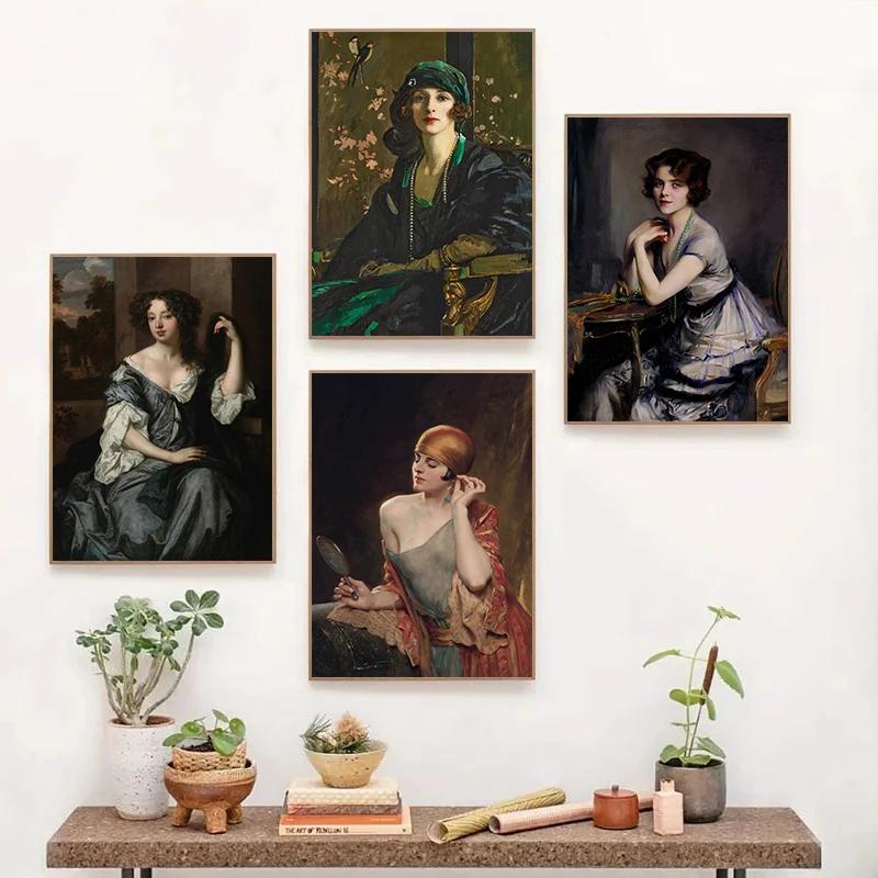 Canvas Renaissance Women Portrait Retro Art Victorian Classic Prints Wall Art Picture Living Room Home Decor Wall Decor
