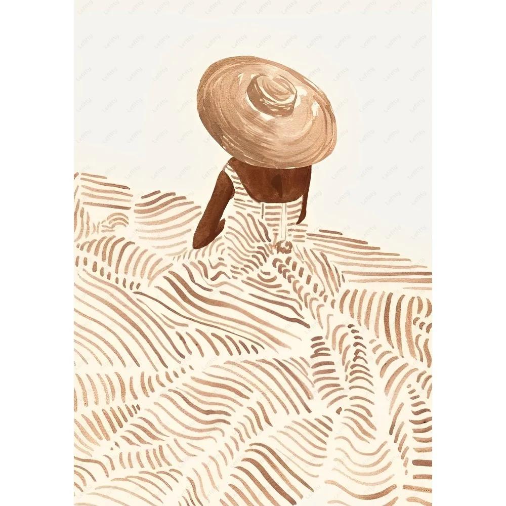 Абстрактные Линии Геометрические Кривые Девушка Холст Постер Ретро Феминистское Настенное Искусство Печать для Современной Гостиной Бара и Домашнего Декора