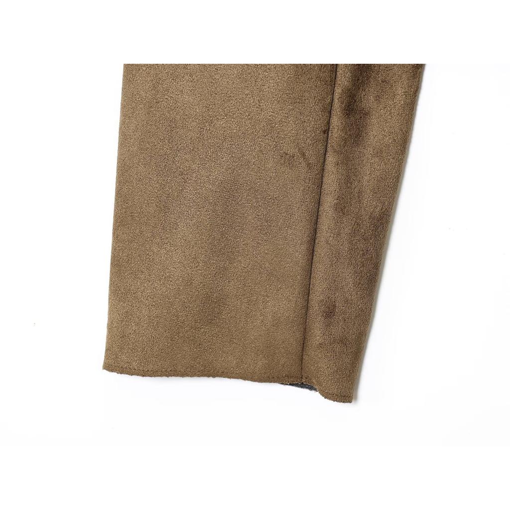 Модная женская куртка-пальто с лацканами и длинными рукавами, замшевой текстуры