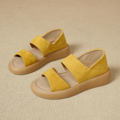 Летние сандалии для женщин Весенние новые римские туфли на плоской подошве Пляжные сандалии Мягкая подошва Большие размеры Цветочные сандалии для женщин Платформа