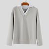 INCERUN Autumn Winter Men Patchwork Lapel Neck Long Sleeve Casual Texture Pullovers