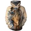 Popular Animal 3D Printing Sweatshirt Colored Horse Men's and Women's Hoodie Brand Design Harajuku Pullover Autumn and Winte