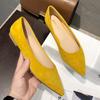 Fashion 2025 Spring Shoes Woman Pointed Toe Ballerina Flats Faux Suede Leather Ballets Shoes Women Big Flats Ladies Single Dress Shoes