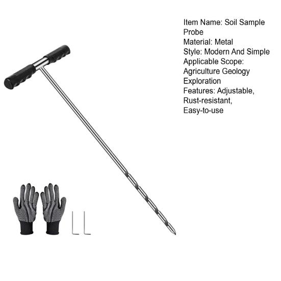 Набор зондов для отбора проб почвы, зонд для сбора проб почвы из нержавеющей стали с Т-образной ручкой, регулируемый