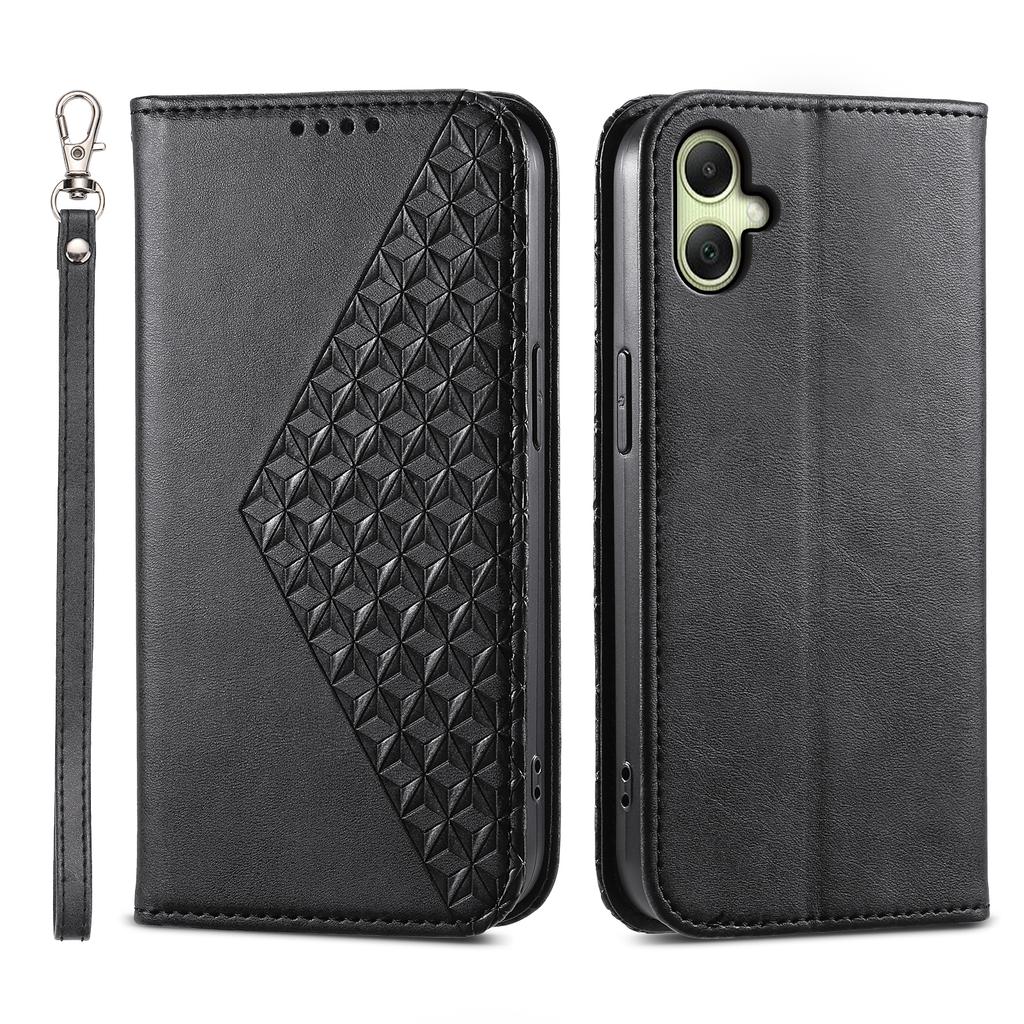 For Samsung Galaxy A07 4G Case Calf Texture PU Leather Wallet Phone Cover with Wrist Strap