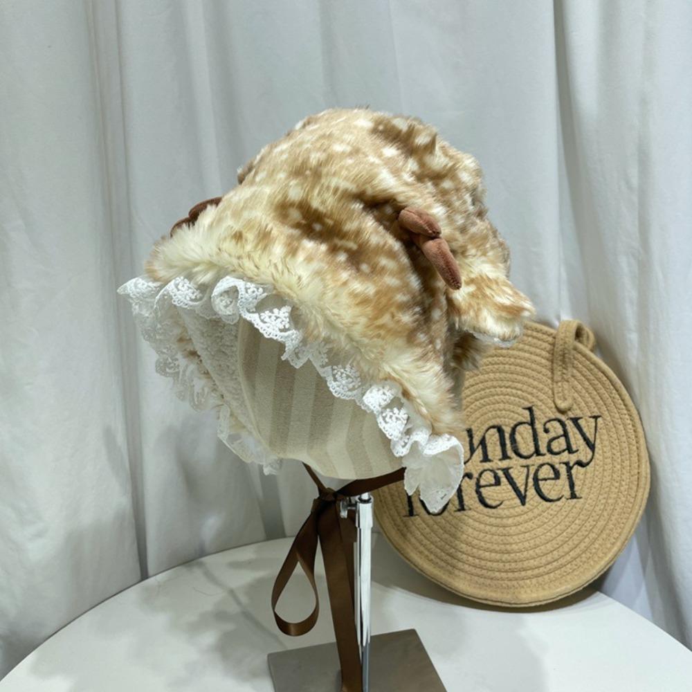 New Christmas Deer Pullover Hat with Lace-up Plush Hat High Quality Ear Protection Hat