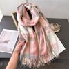 Women's Winter Classic Plaid Scarf Thicken Student Long Shawl Lovers Thicken To Keep Warm Neckerchief Scarves Bufanda Tassel