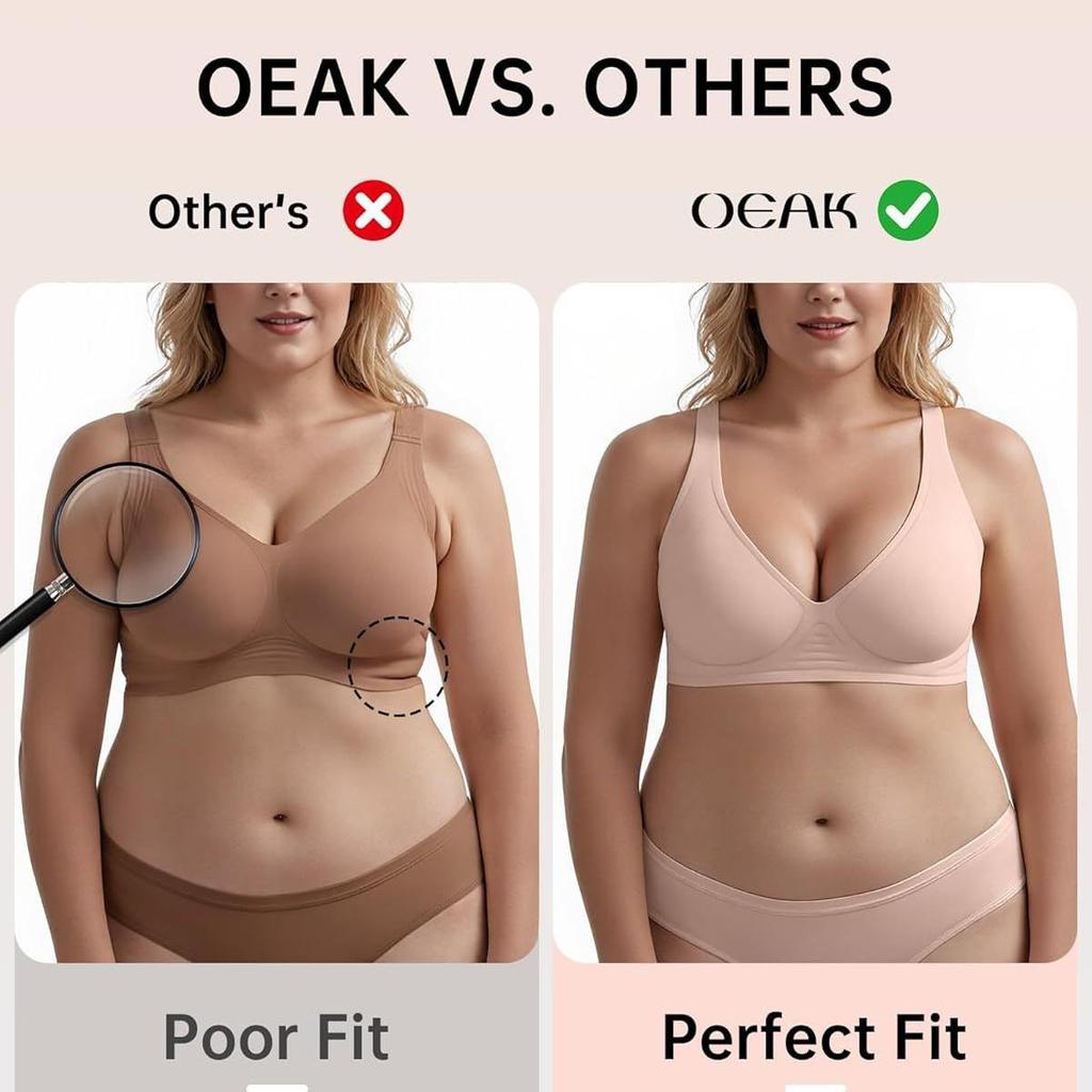 OEAK Женский бесшовный бюстгальтер-футболка пуш-ап с глубоким V-вырезом