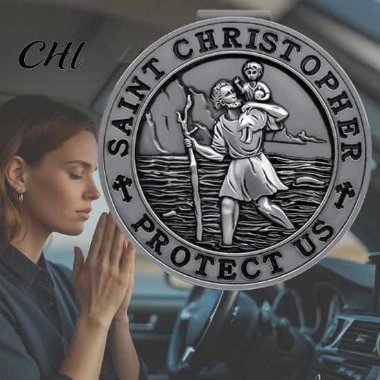 Visor Clip for Car Protection St Christopher Metal Saint Patron Amulet Safety Talisman Automotive Accessories Gift Drivers Families