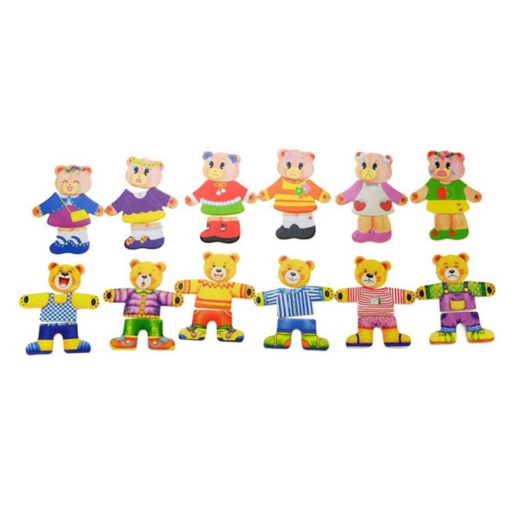 Головоломка для смены платья медведя, деревянные обучающие креативные игрушки-пазлы