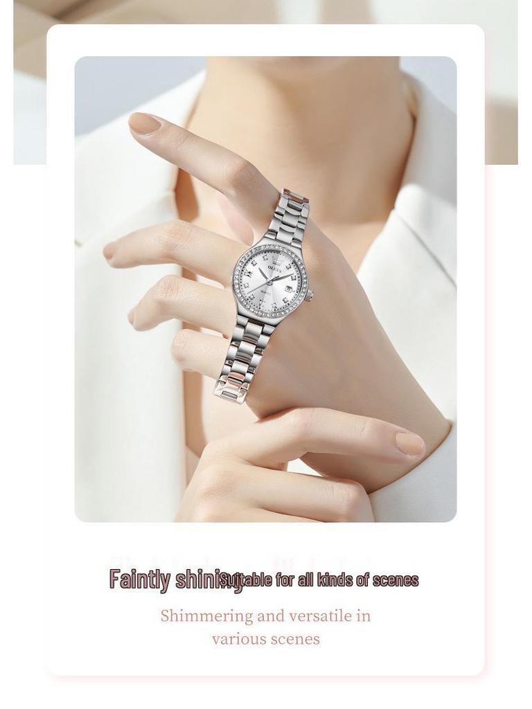 Женские бриллиантовые светящиеся водонепроницаемые кварцевые часы OLEVS