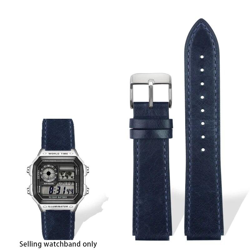 Ремешок из натуральной кожи в стиле ретро для Casio A158W A168/F91w/AE-1200WHD/A158/A159/A169/AE1200, винтажный ремешок-браслет для часов