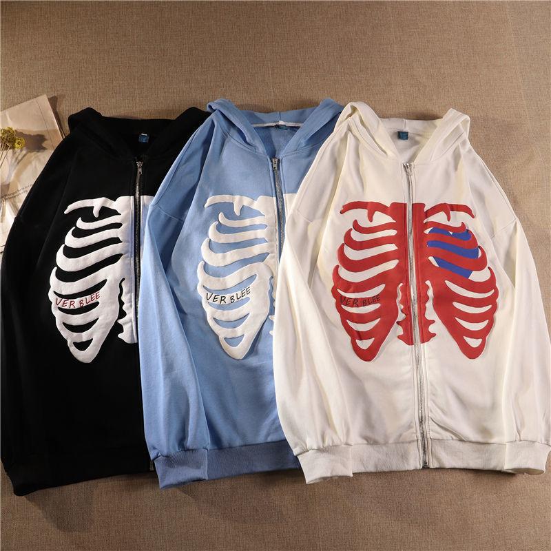 Women Fashion Printing Anime Men Women Zipper Hoodie Jacket Loose Streetwear Pullover