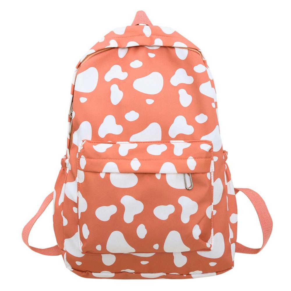 Portable Cow Pattern Student Backpack Nylon Large Capacity Teenage Bookbag Wear Resistant Travel Backpack Students