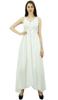 Bimba Women's Long Maxi Cotton Beach Dress Drawstring Waist Strappy Resort