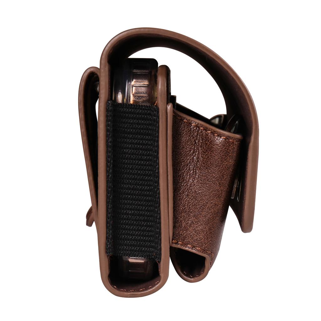 Мужская двухслойная поясная сумка с магнитной застежкой - Большая вместимость, держатель для телефона и очков, поясная сумка из искусственной кожи