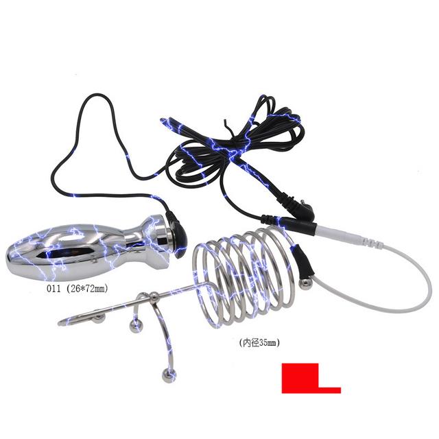 БДСМ Электрический Шок Анальная Пробка Пенис Пробка Электросекс Кольца E-стим Стимулятор Ануса Клетка Целомудрия Мастурбация Секс-Инструменты Для Мужчин