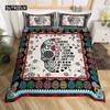 Sugar Skull Duvet Cover Set, Monochrome Skull with Roses Leaves and Diamond Shape Folklore Festival Print,Decorative Bedding Set