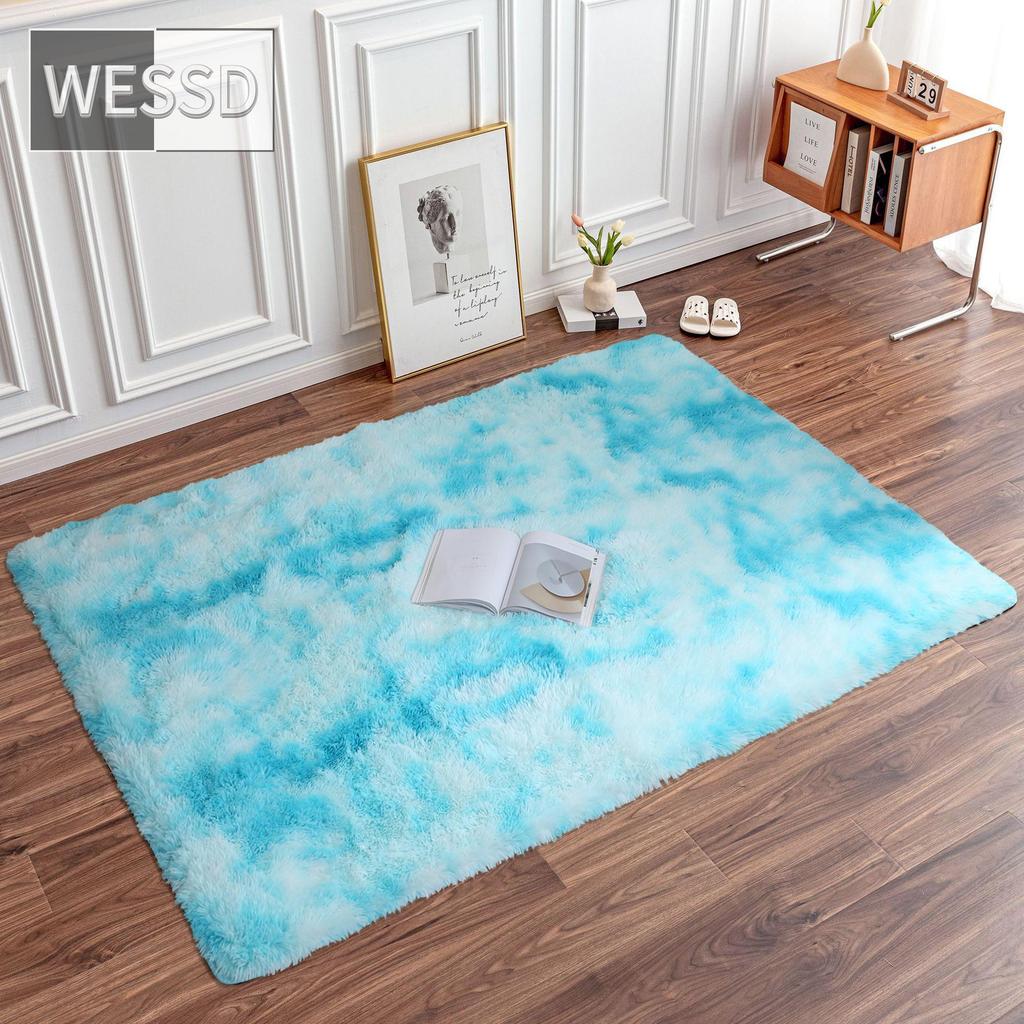 Плюшевый ковер градиентного цвета для спальни, мягкие прямоугольные мохнатые коврики для гостиной, милый пушистый коврик для комнаты для девочек, детский ковер, игровой коврик, украшение комнаты