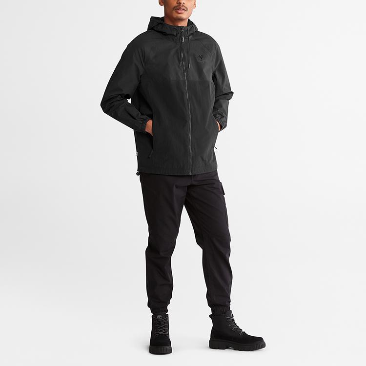 Timberland Мужская водонепроницаемая ветрозащитная куртка с капюшоном Черная A6QK9-001