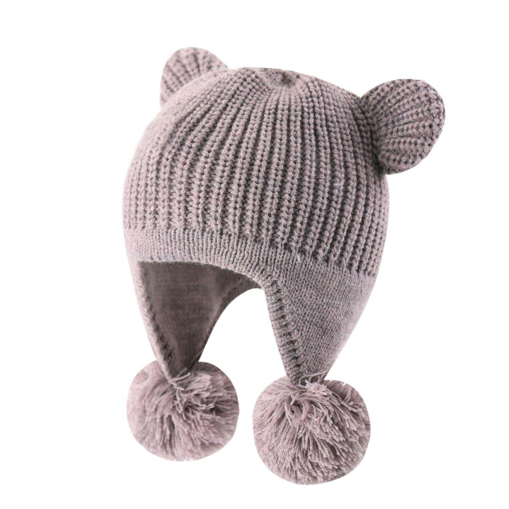 2023 Autumn Knitted Hat with Double Pom Pom Bear Ears - Cute, Cozy, and Windproof Ear Protection