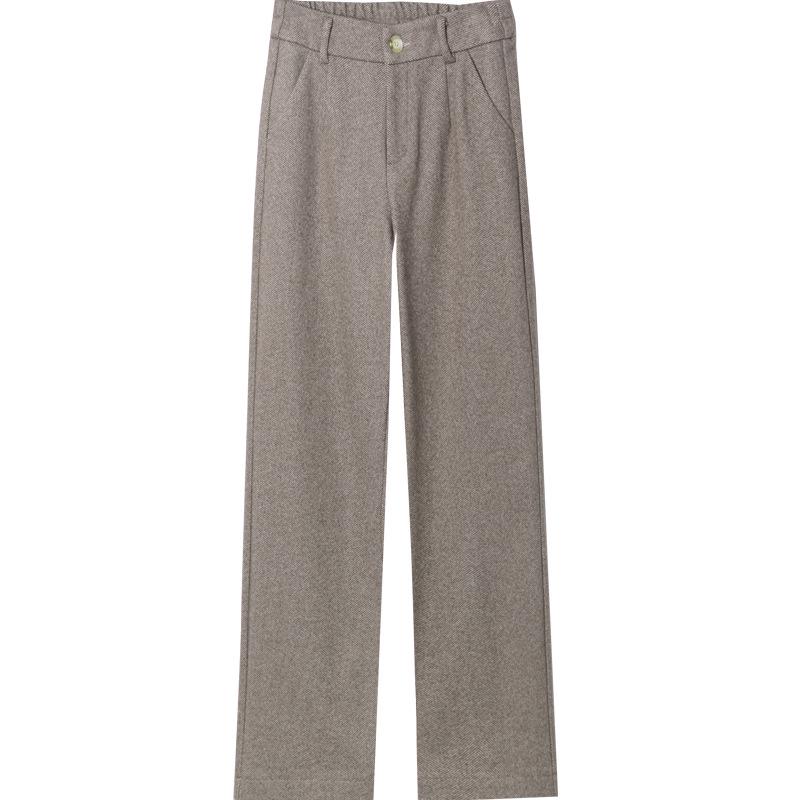 Women's Wool High-Waisted Wide-Leg Pants - Autumn & Winter Fashionable Slimming Casual Trousers
