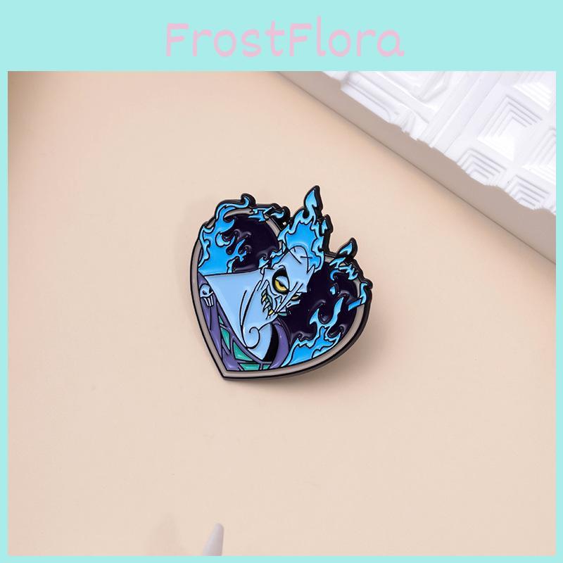 Shaped Expressive Heart Brooch With Blue Flame Cartoon Character For Trendy Outfit Accents
