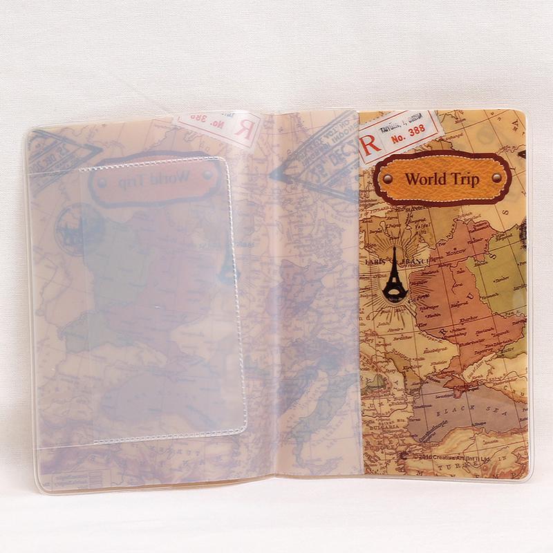 New World Trip Map Travel Passport Covers PVC Leather ID Card Bag Passport Holder Passport Wallets