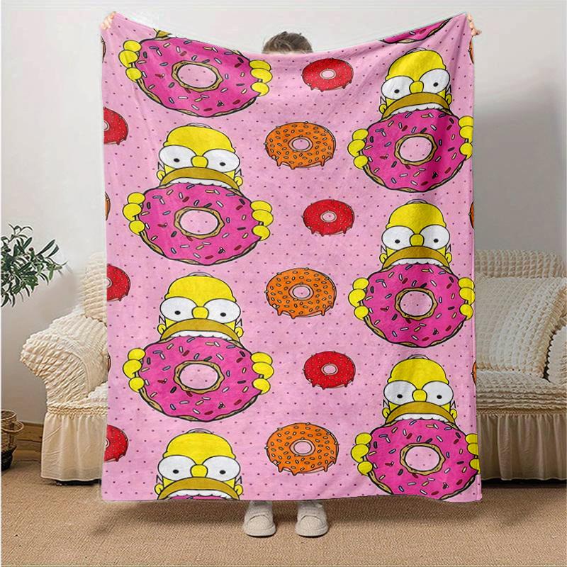 1Pc Simpsons Donut Blanket Soft And Comfortable Casual Warm Camping Travel Christmas Halloween Gift M921903