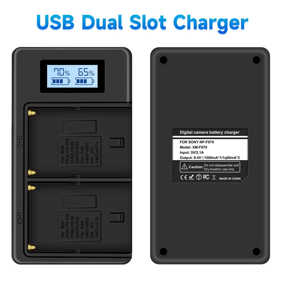 5200 мАч NP-F750 F770 F750 Аккумулятор NP-F770 Зарядное устройство с ЖК-дисплеем для Sony NP F970 F960 F550 F570 QM91D TRU47E