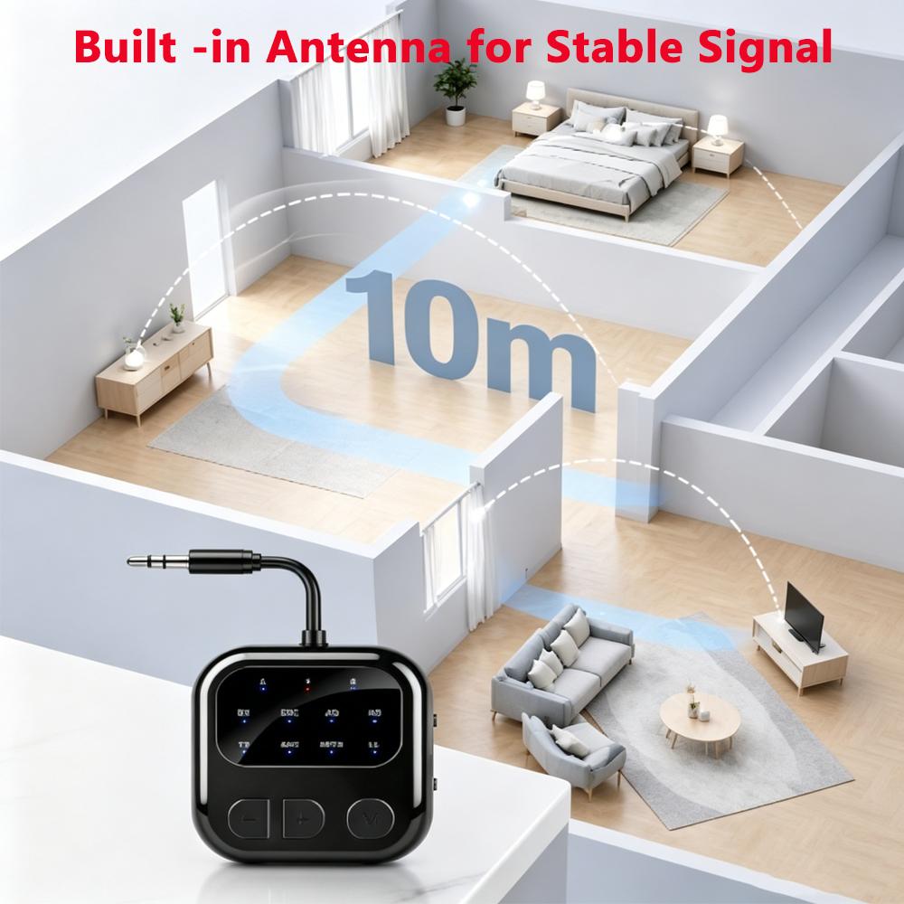 3,5 мм AUX LCD Автомобильный Bluetooth 6.0 Аудиоприемник и Передатчик Адаптер 2 в 1, aptX-Adaptive/HD/LL AAC Низкая Задержка HIFI Беспроводной Аудиоадаптер для ПК ТВ