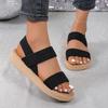 Trendy  Roman Style Women's Hemp Rope Bottom Flat Sandals Female Outdoor Wearing Rome Slope Heel Beach Shoes