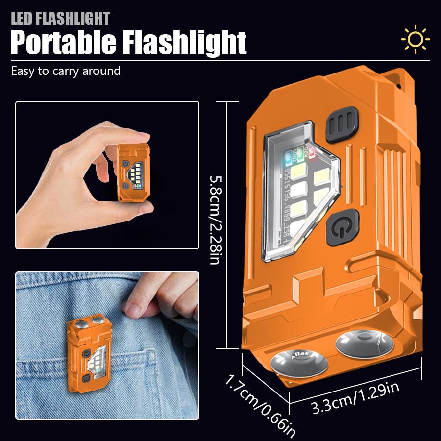 Multifunctional Mini COB Flashlight LED Outdoor Rechargeable Torch with Clip Magnet Portable Keychain Light Camping Warning Lamp